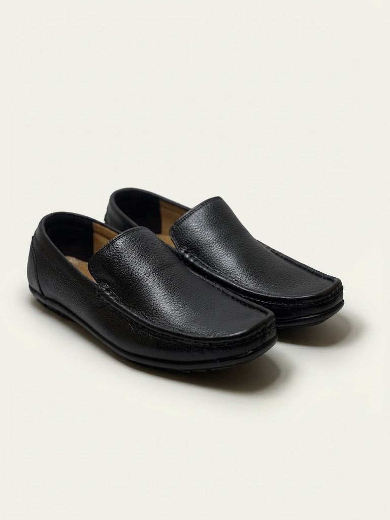 Men's Black Leather Moccasins