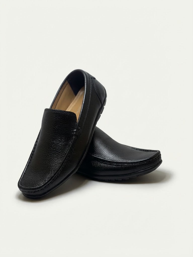 Men's Black Leather Moccasins