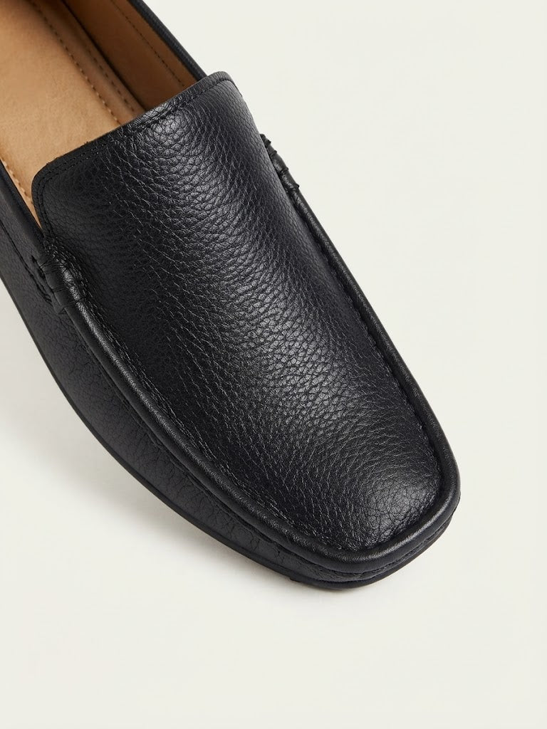 Men's Black Leather Moccasins