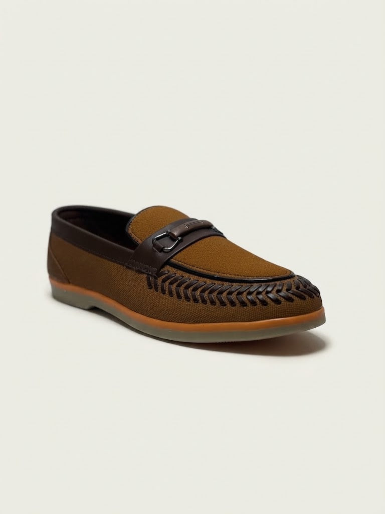 Saithi's Mustard Stylish Suede Loafers For Men