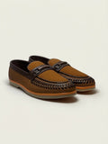 Saithi's Mustard Stylish Suede Loafers For Men