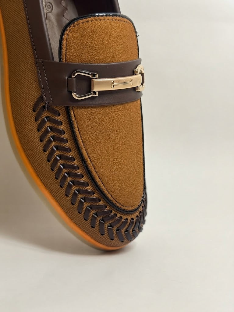Saithi's Mustard Stylish Suede Loafers For Men
