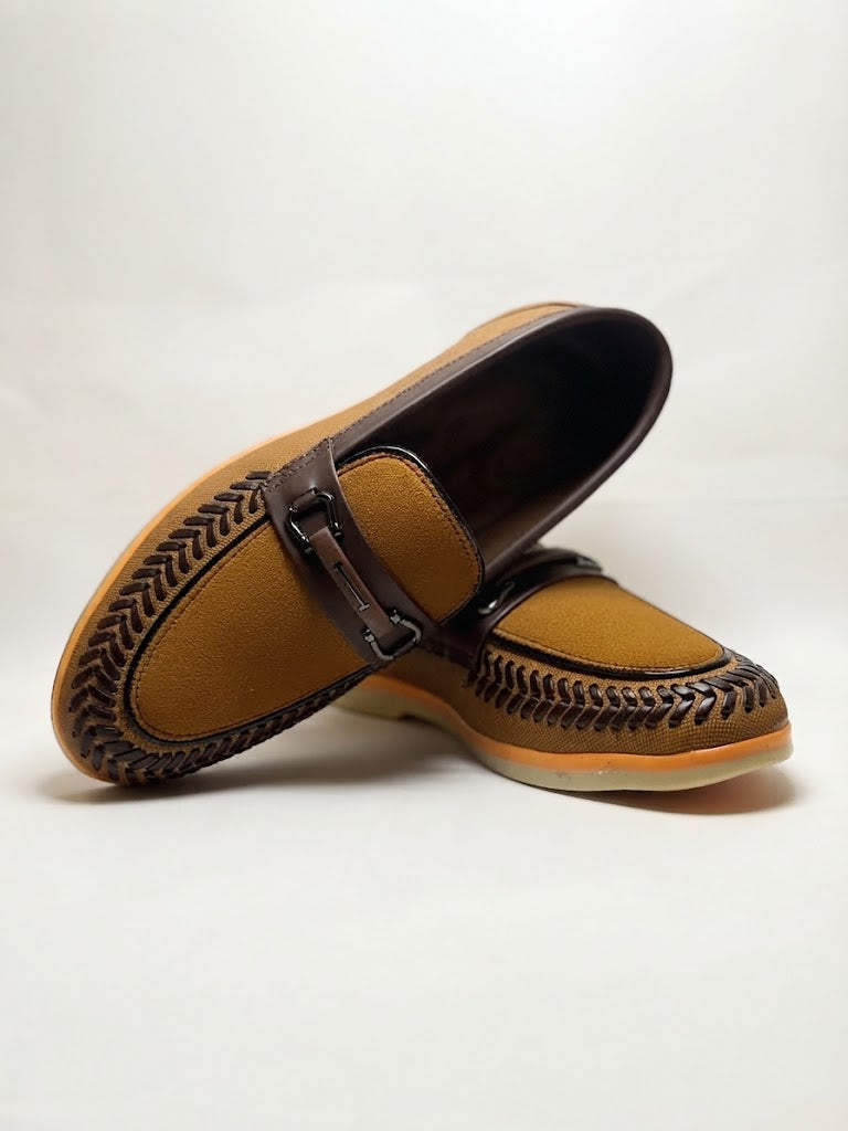 Saithi's Mustard Stylish Suede Loafers For Men